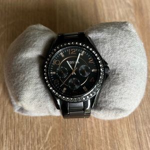 Fossil Stella Watch Crystal Bezel. Black and Rose Gold